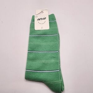 Aerie Green Striped Crew Socks‎ Nwt